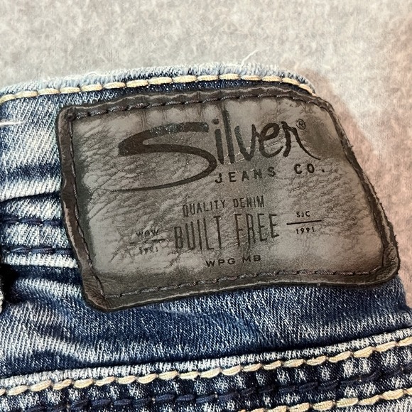 Silver Jeans Womens 30 Blue Girlfriend Skinny Super Stretch Ripped Denim - Picture 13 of 14